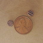 Lined Copper Circle Stud Earrings — 925 Sterling Silver Posts