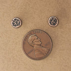 Hammered Copper Circle Stud Earrings — 925 Sterling Silver Posts