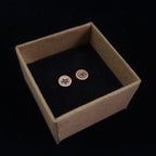 Star-Stamped Copper Circle Stud Earrings — 925 Sterling Silver Posts