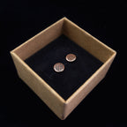 Cross-Hatched Copper Circle Stud Earrings — 925 Sterling Silver Posts