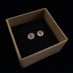Fir-Stamped Copper Circle Stud Earrings — 925 Sterling Silver Posts