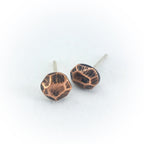 Faceted Copper Stud Earrings — 925 Sterling Silver Posts