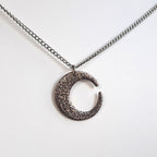 Handmade Hammered Crescent Moon Necklace: Gothic Celestial Pendant
