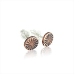 Citrus Cut Copper Circle Stud Earrings — 925 Sterling Silver Posts