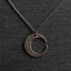 Handmade Hammered Crescent Moon Necklace: Gothic Celestial Pendant