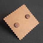 Cross-Hatched Copper Circle Stud Earrings — 925 Sterling Silver Posts