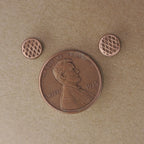 Cross-Hatched Copper Circle Stud Earrings — 925 Sterling Silver Posts