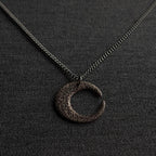 Handmade Hammered Crescent Moon Necklace: Gothic Celestial Pendant