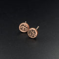 Hammered Copper Circle Stud Earrings — 925 Sterling Silver Posts