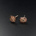 Faceted Copper Stud Earrings — 925 Sterling Silver Posts