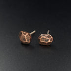Faceted Copper Stud Earrings — 925 Sterling Silver Posts